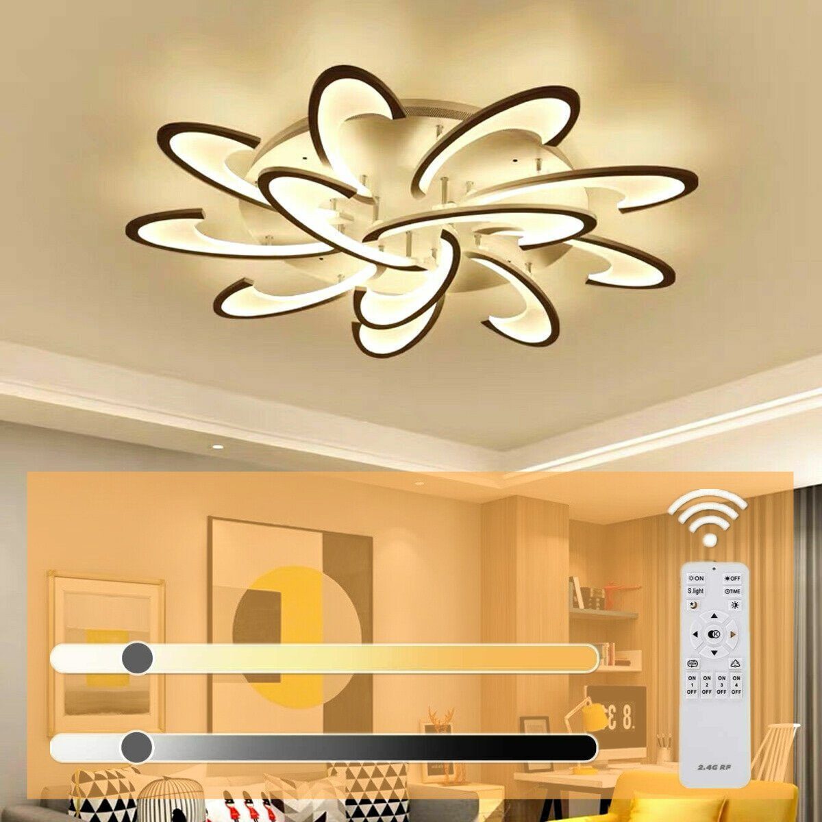 Naturweiß, LED Deckenleuchten, Flur integriert, Warmweiß, Licht für 60W 120W / Schlafzimmer Deckenleuchte LETGOSPT fest LED Deckenlampe 80W / Blumenförmiges, Kaltweiß, Deckenlampe Dimmbar, 120W Wohnzimmer Fernbedienung,