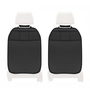 L & P Car Design Auto-Rückenlehnentasche Rückenlehnenschutz Sitzschoner Kunstleder in schwarz Kinder (2 Stück), mit 3 Taschen