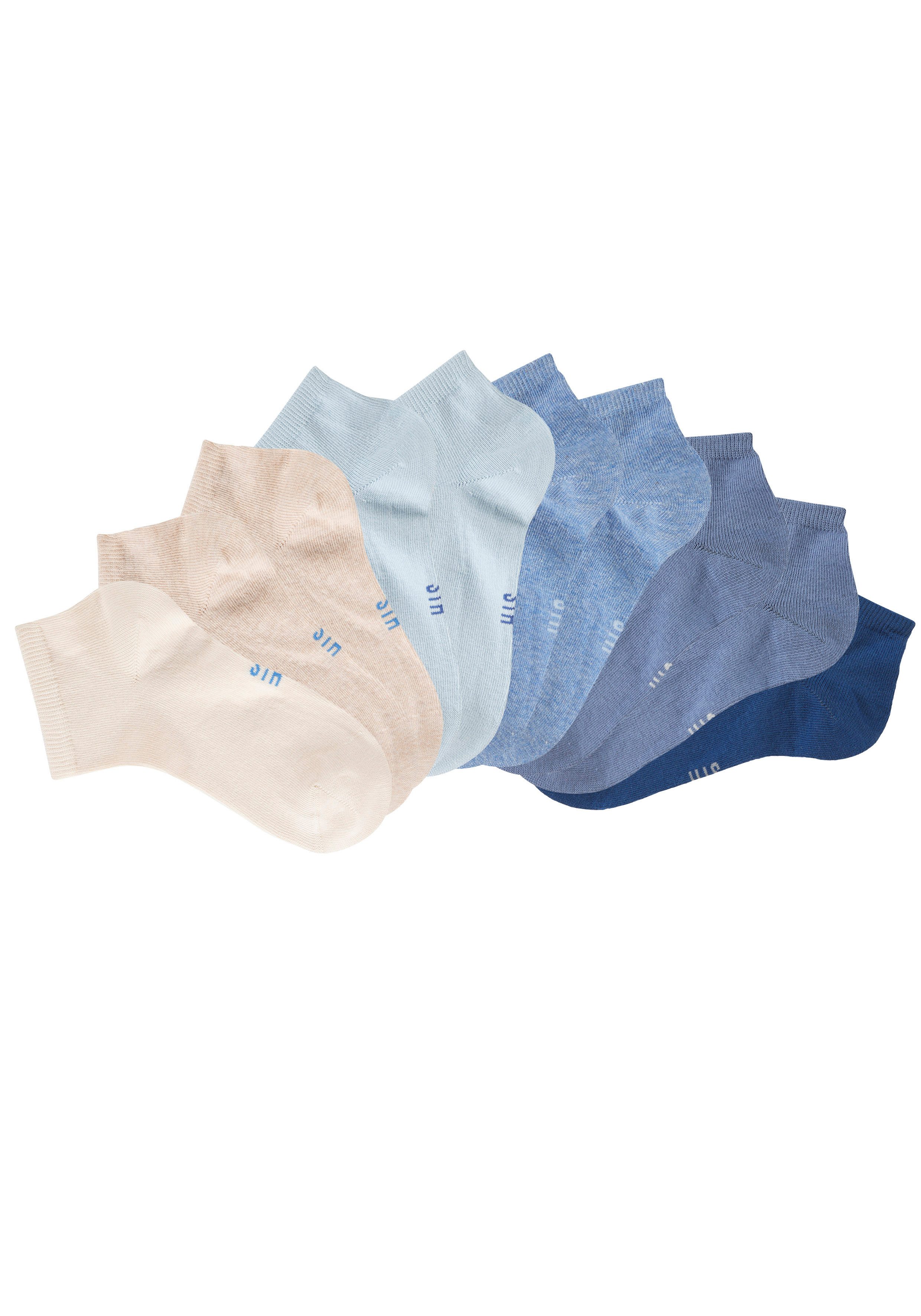H.I.S Kurzsocken Damen Sport Basic Socken, Laufsocken ohne Frottee (Packung, 10-Paar, Großpackung) mit verstärkter Ferse und Spitze
