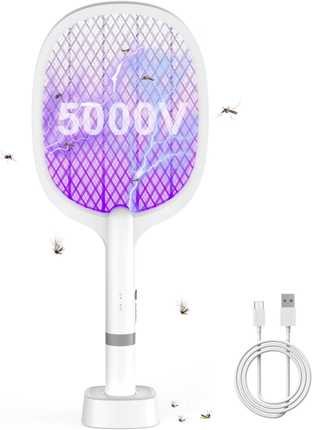 FELIXLEO Hundeleinen-Führungsstange Elektrische Fliegenklatsche 5000V USB Aufladbar UV Mücken Fliegen., (1-tlg)