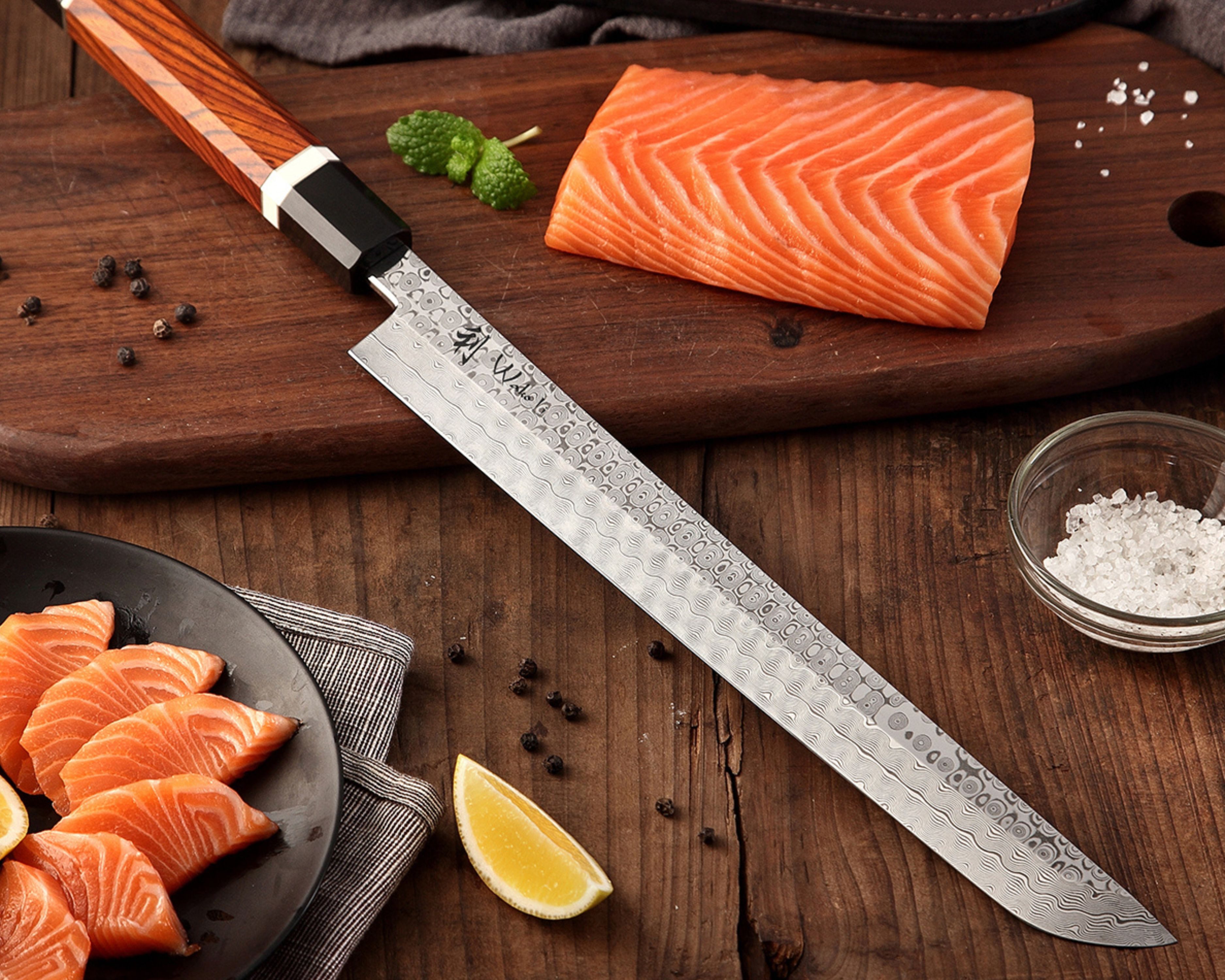 Wakoli Damastmesser Seishin Volldamast Sakimaru Küchenmesser 28cm Klinge aus 110 Lagen, 110 Lagen Volldamaststahl