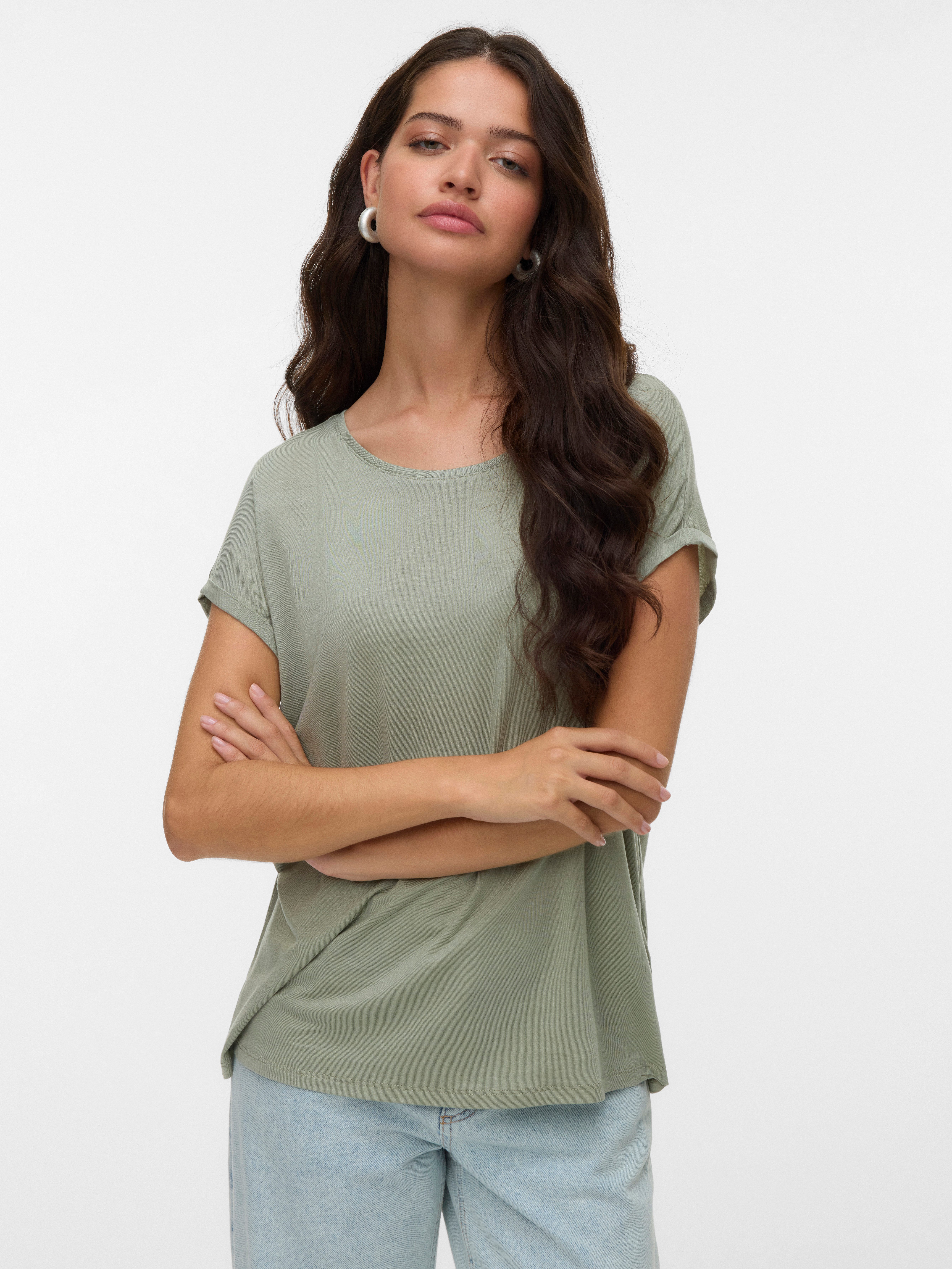 Vero Moda Rundhalsshirt VMAVA PLAIN SS TOP GAJRS NOOS günstig online kaufen