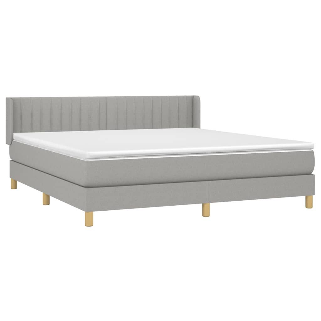 Bett Boxspringbett mit Matratze Hellgrau 180x200 cm Stoff