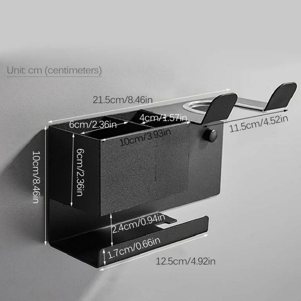 POPOLIC Haartrocknerhalter Haartrocknerhalter Ohne Bohren Schwarz mit Schra günstig online kaufen