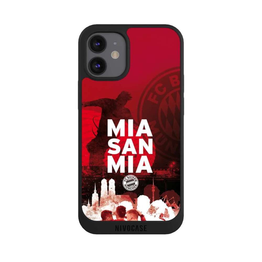 NIVOCASE Handyhülle FCB Mia San Mia FC Bayern München FCB - MIA SAN MIA, Apple iPhone 12 mini Handyhülle Hülle NIVOpure Case Schwarz