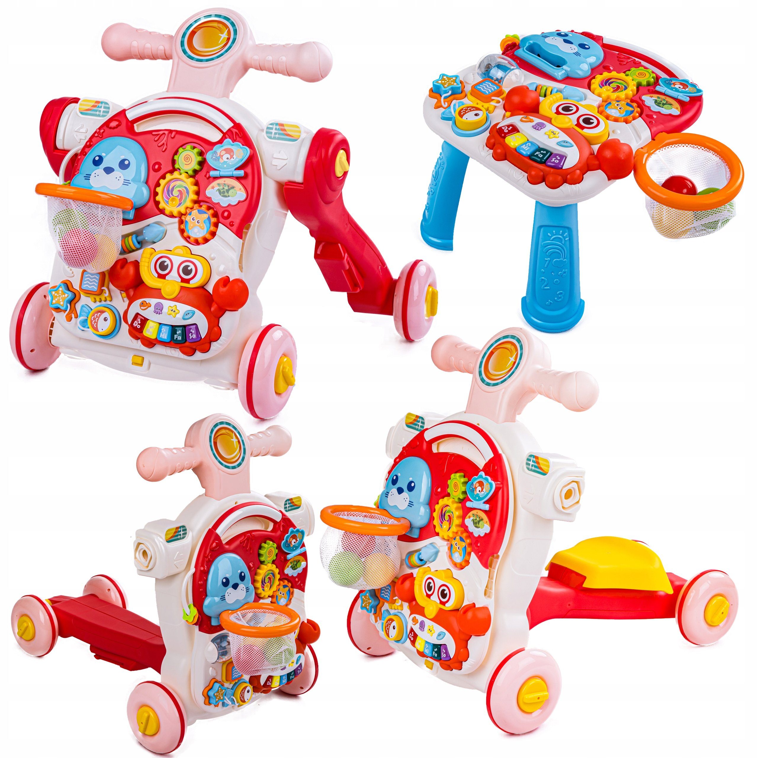 COIL Babywalker Lauflernwagen 5in1, Lernspielzeug, Spieltisch,ab 12 Monaten Rosa | Babywalker