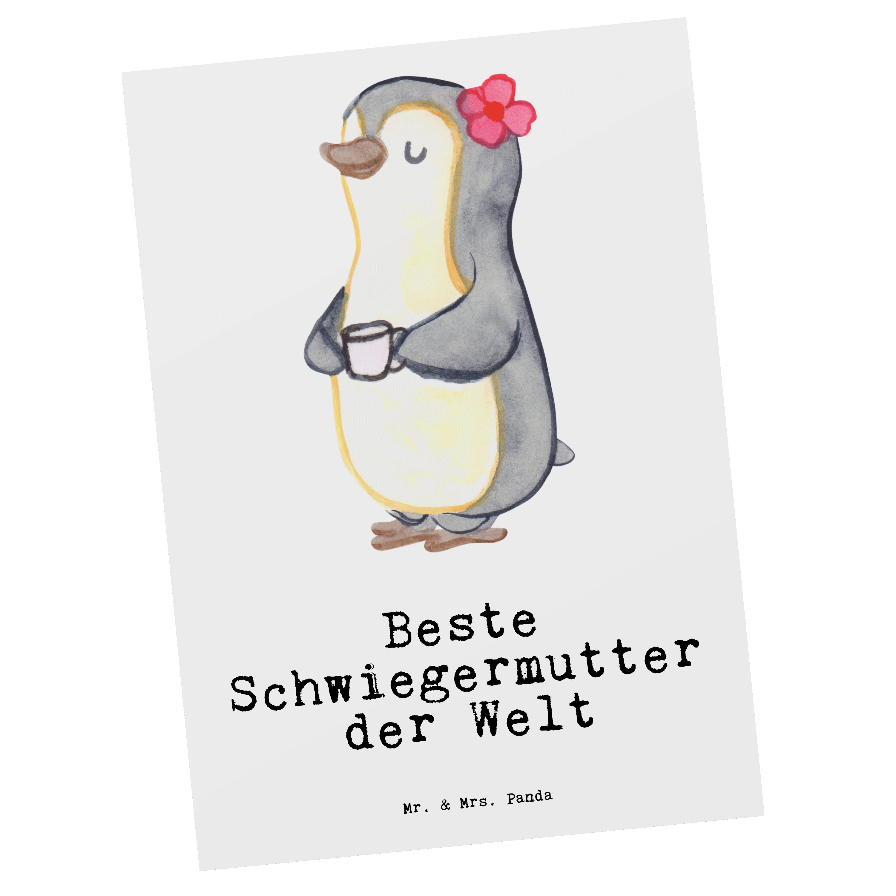 Mr. & Mrs. Panda Postkarte Pinguin Beste Schwiegermutter der Welt - Weiß - Geschenk, Danke, Gruß