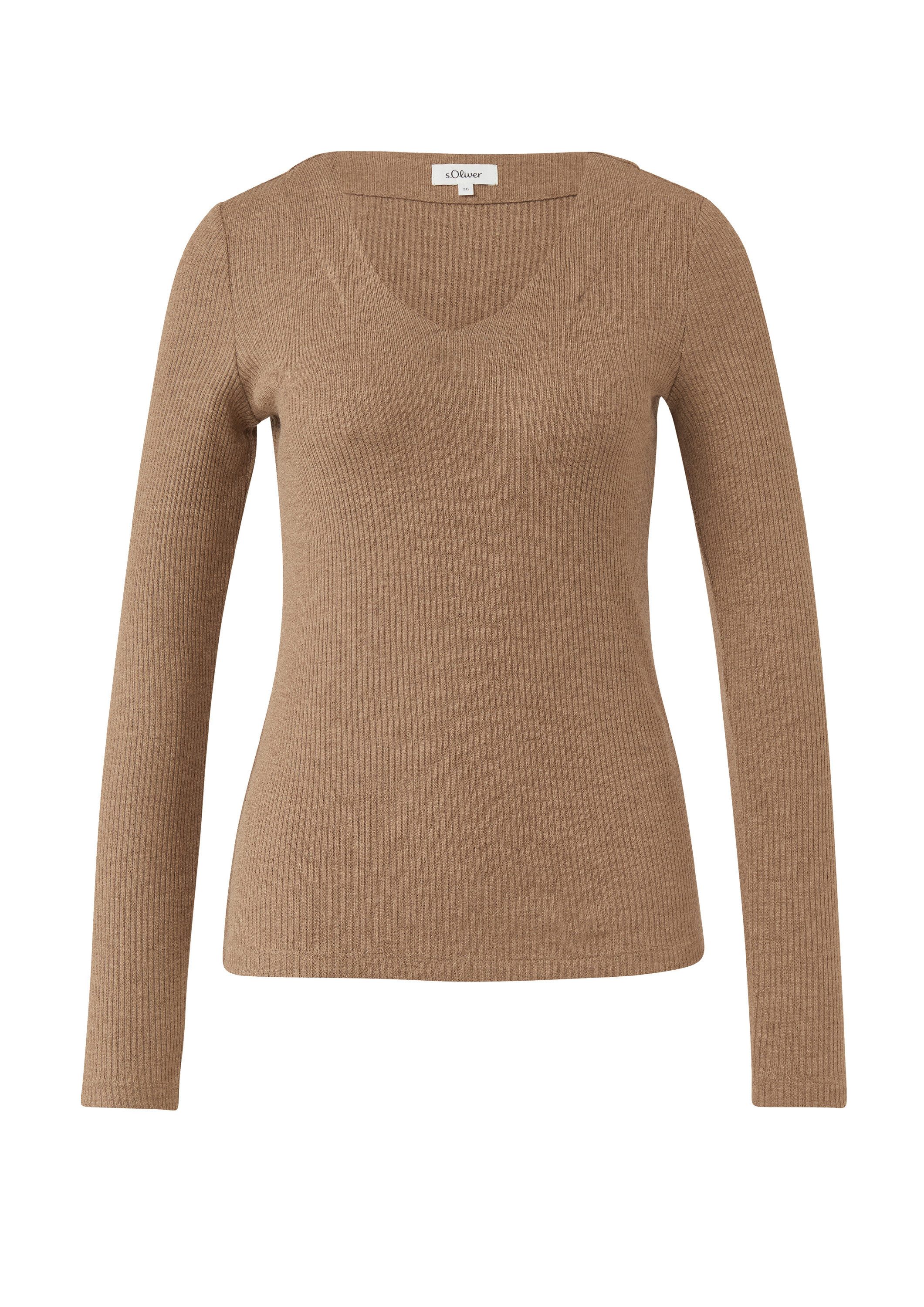 s.Oliver Langarmshirt T-Shirt Geripptes Longsleeve mit V-Ausschnitt günstig online kaufen