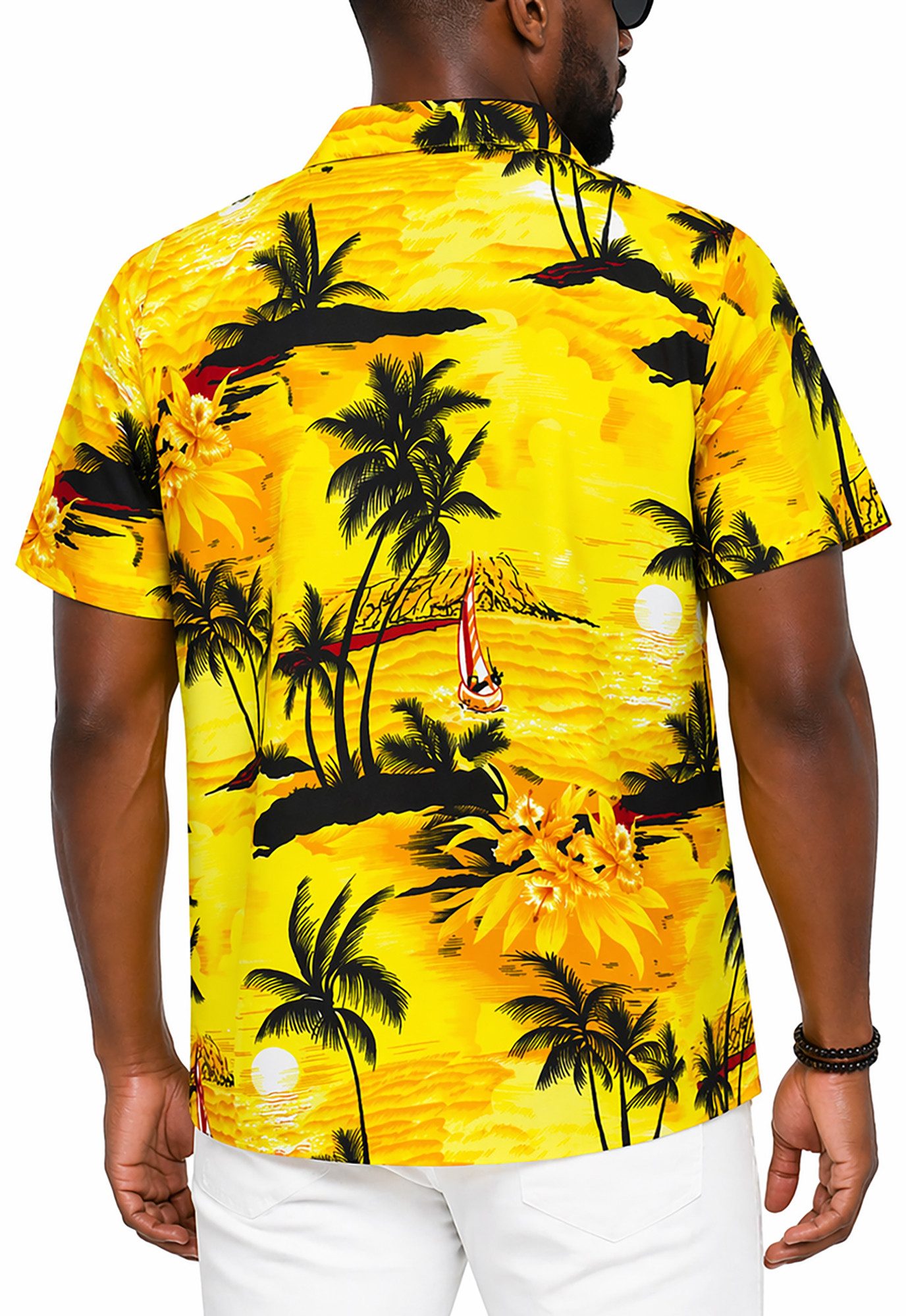 King Kameha Hawaiihemd "Surf" Funky Hawaii-Hemd Herren Kurzarm Front-Tasche Sommerhemd – Bild 4 von 5