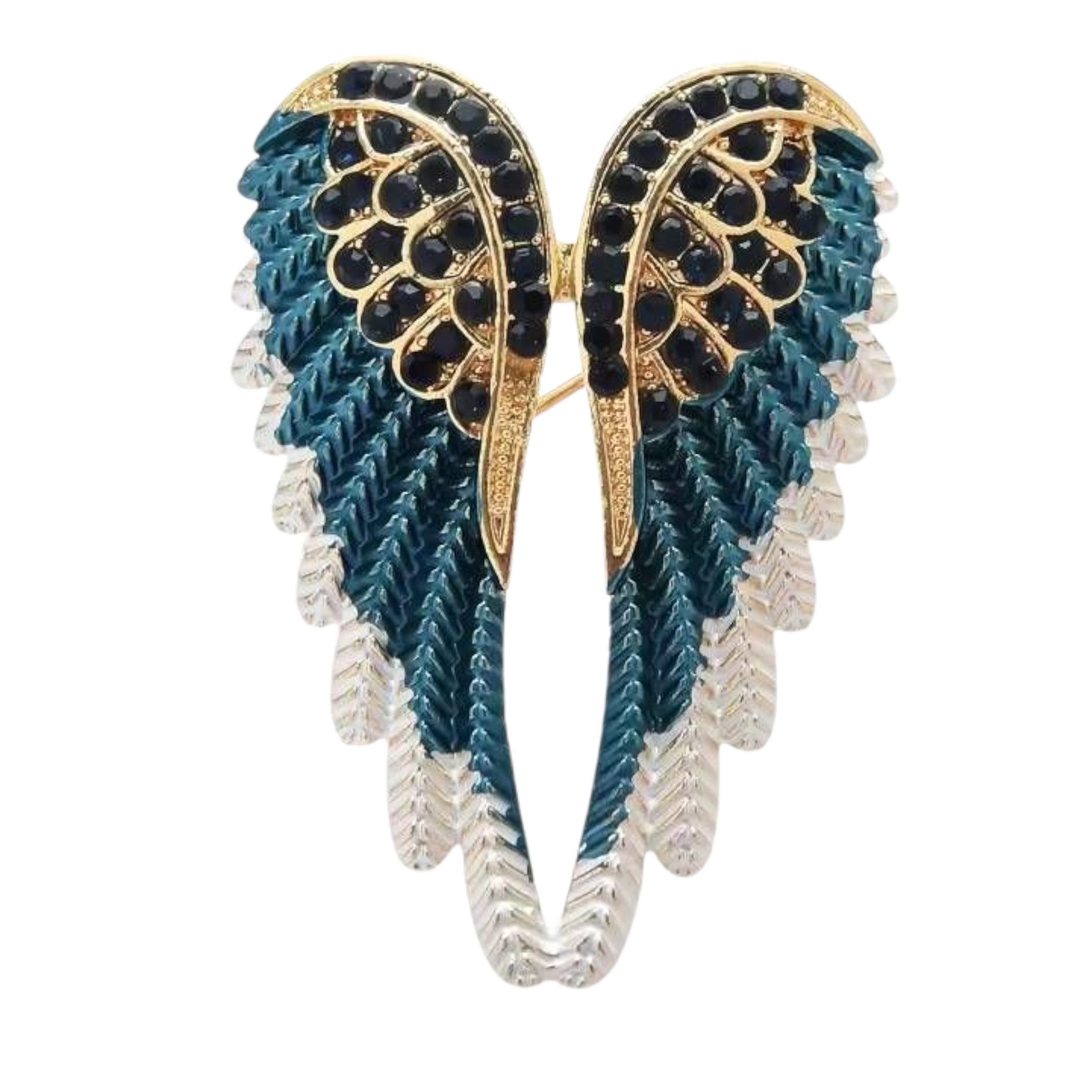 Dark-Desires Brosche Brosche Engelsflügel blau-weiß, Damen Brosche vintage günstig online kaufen