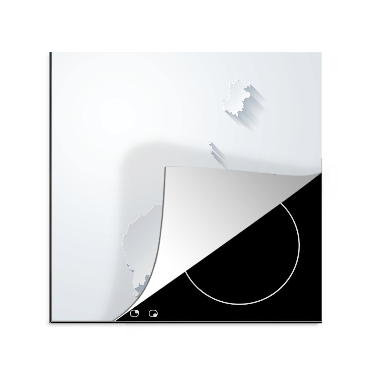 und Arbeitsplatte von Schwarz-Weiß-Abbildung 78x78 Sao küche Principe in MuchoWow cm, Tome Herdblende-/Abdeckplatte Ceranfeldabdeckung, Vinyl, tlg), für (1 3D,