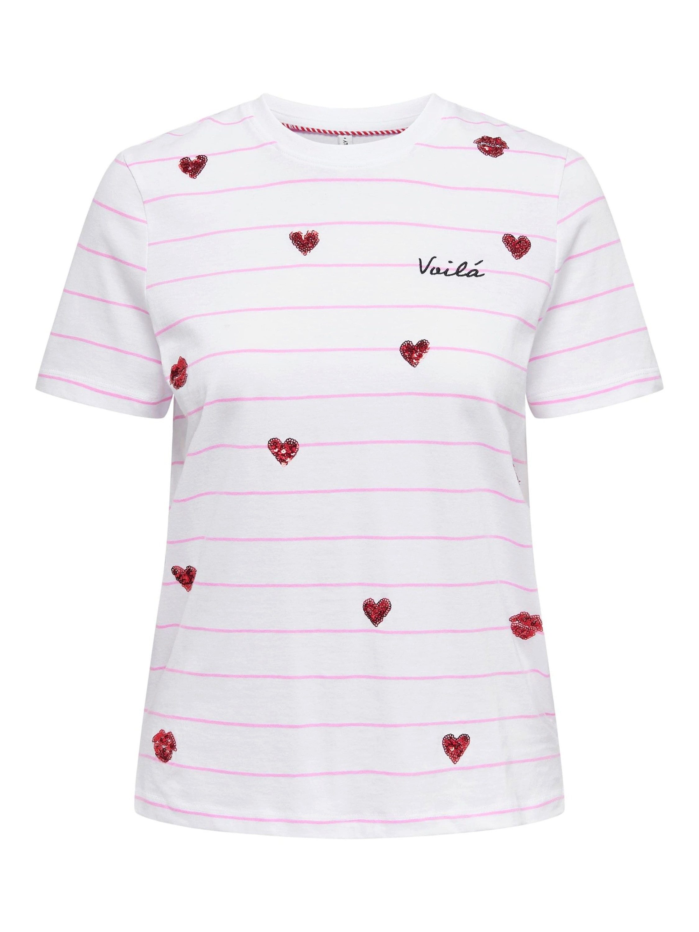 T-Shirt ONLKITA LIFE REG S/S HEART TOP BOX JRS