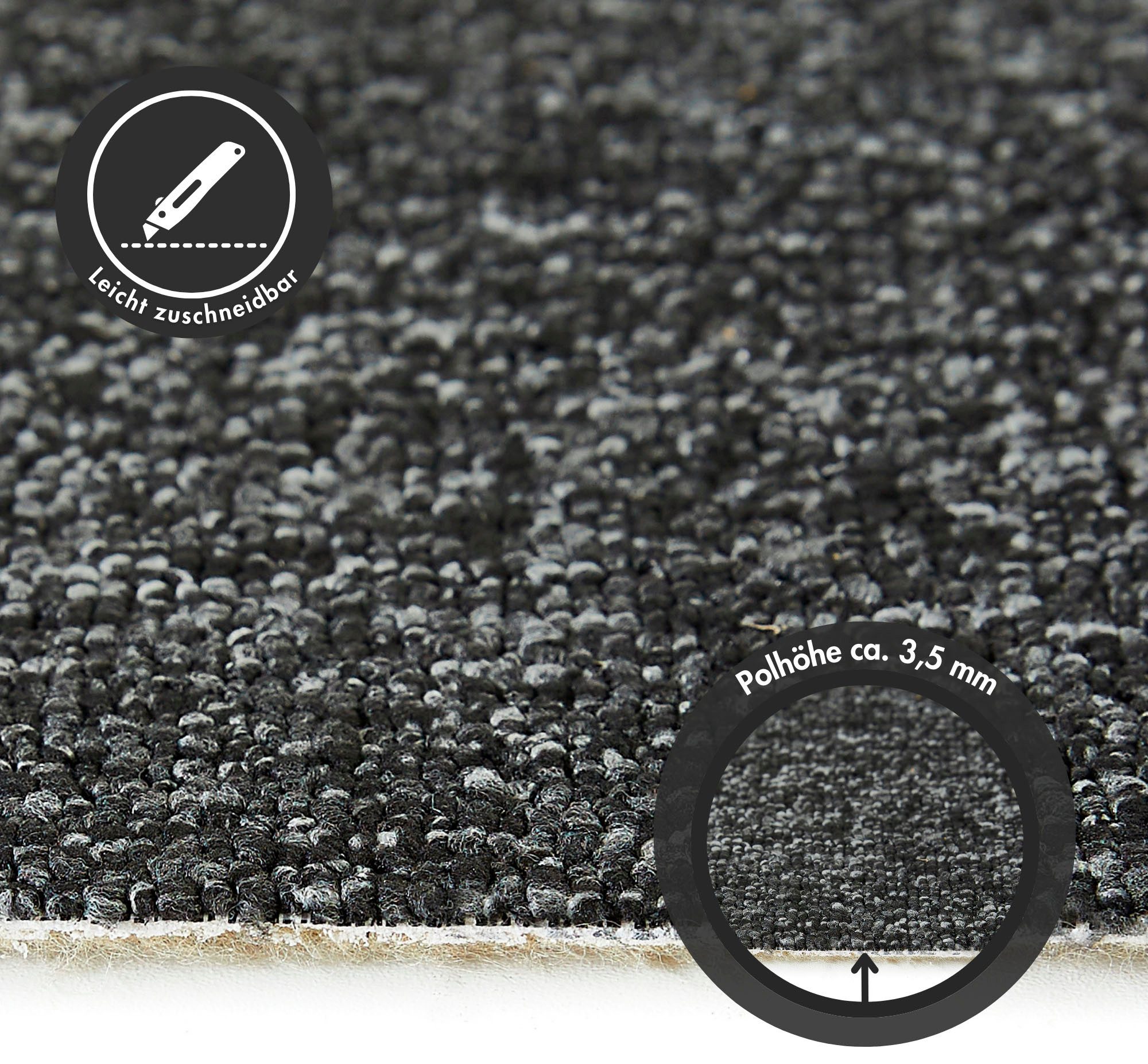 Andiamo Teppichboden Bruce, Schlinge, rechteckig, Höhe: 4 mm, meliert. Breite 400 cm, Wohnzimmer, strapazierfähig & robust