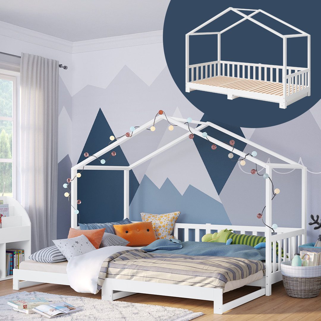 Bellabino Hausbett Bia mit Rausfallschutz und Lattenrost (weiß, optional mi günstig online kaufen