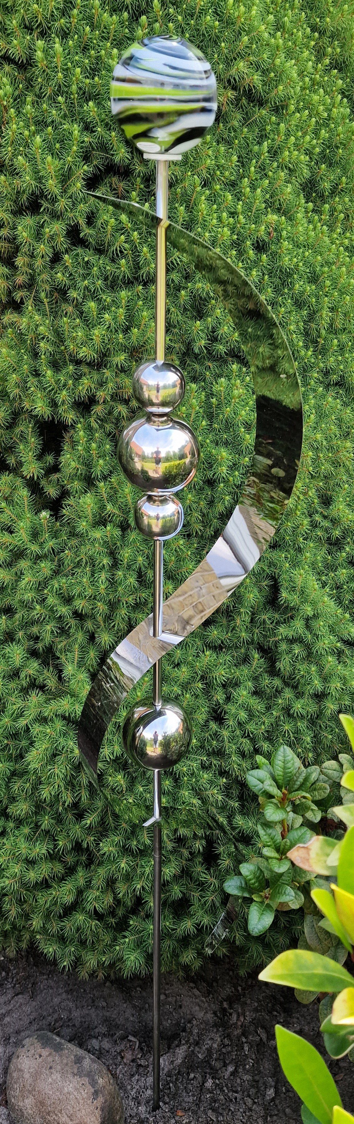 Jürgen Bocker Garten-Ambiente Gartenstecker Glaszauber Merkur aus Edelstahl 150 cm Garten Glaskugel Verde