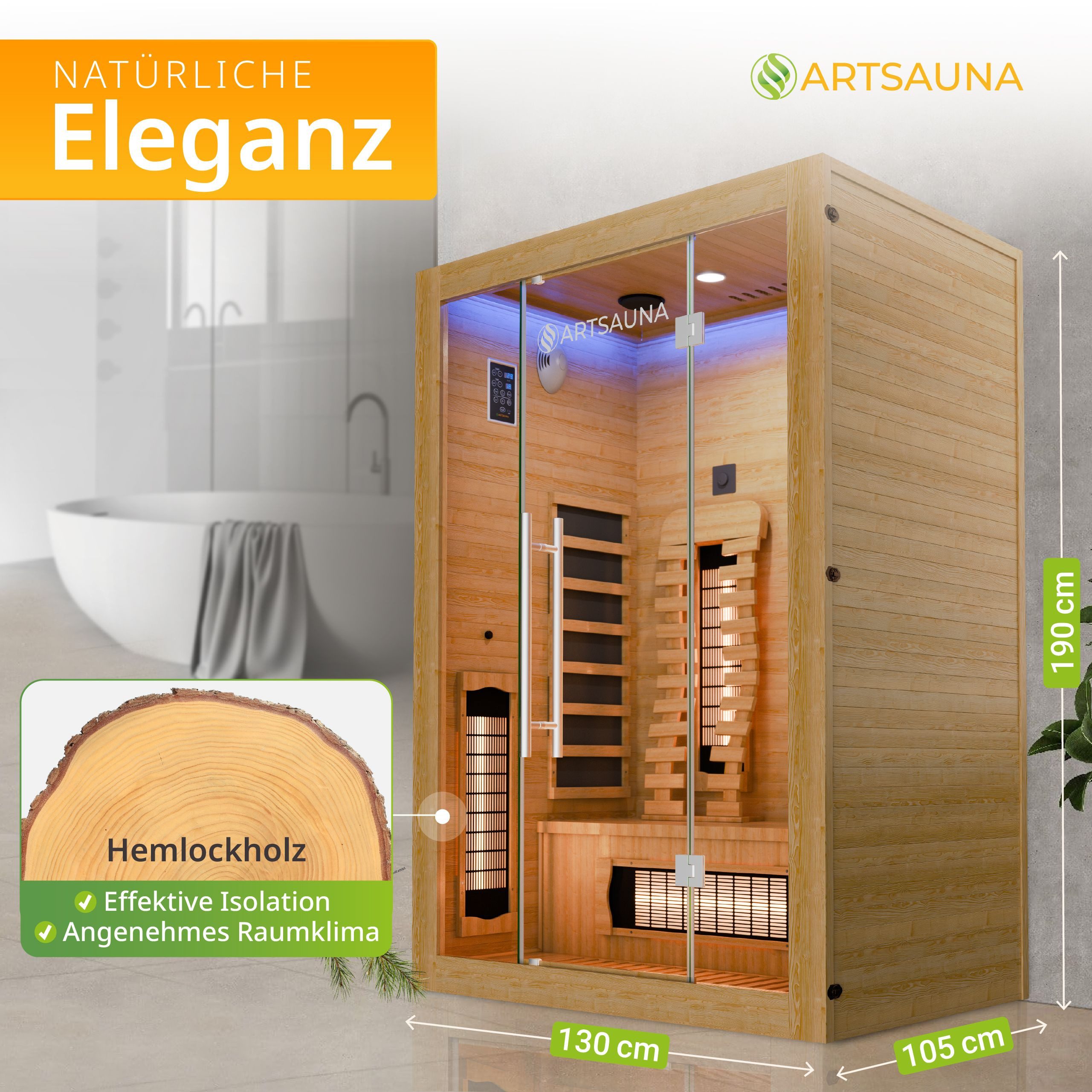 Artsauna Infrarotkabine Kiruna130 Premium Dual Technologie, BxTxH: 130 x 10 günstig online kaufen