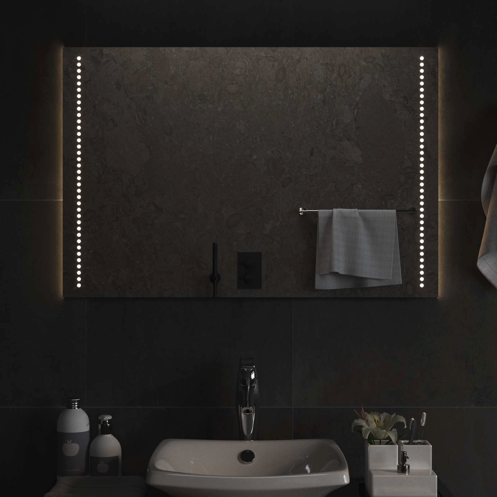 vidaXL Spiegel LED-Badezimmerspiegel Transparent 90 x 60 cm Gehärtetes Glas (1-St)