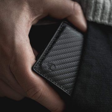 Donbolso Mini Geldbörse Ledergeldbeutel Slim Wallet RFID Schutz 11 Karten, Carbon Ohne Mnzfachmodern