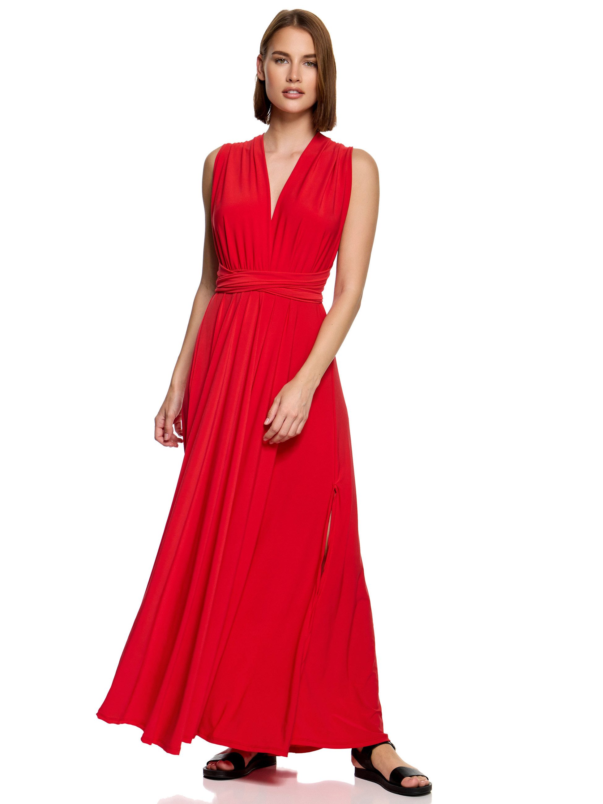Worldclassca Abendkleid Worldclassca Abendkleid Partykleid Lang mit Schlitz Sommerkleid Maxikleid Cocktailkleid Wickelkleid Elegant Schulterfrei Ärmellos