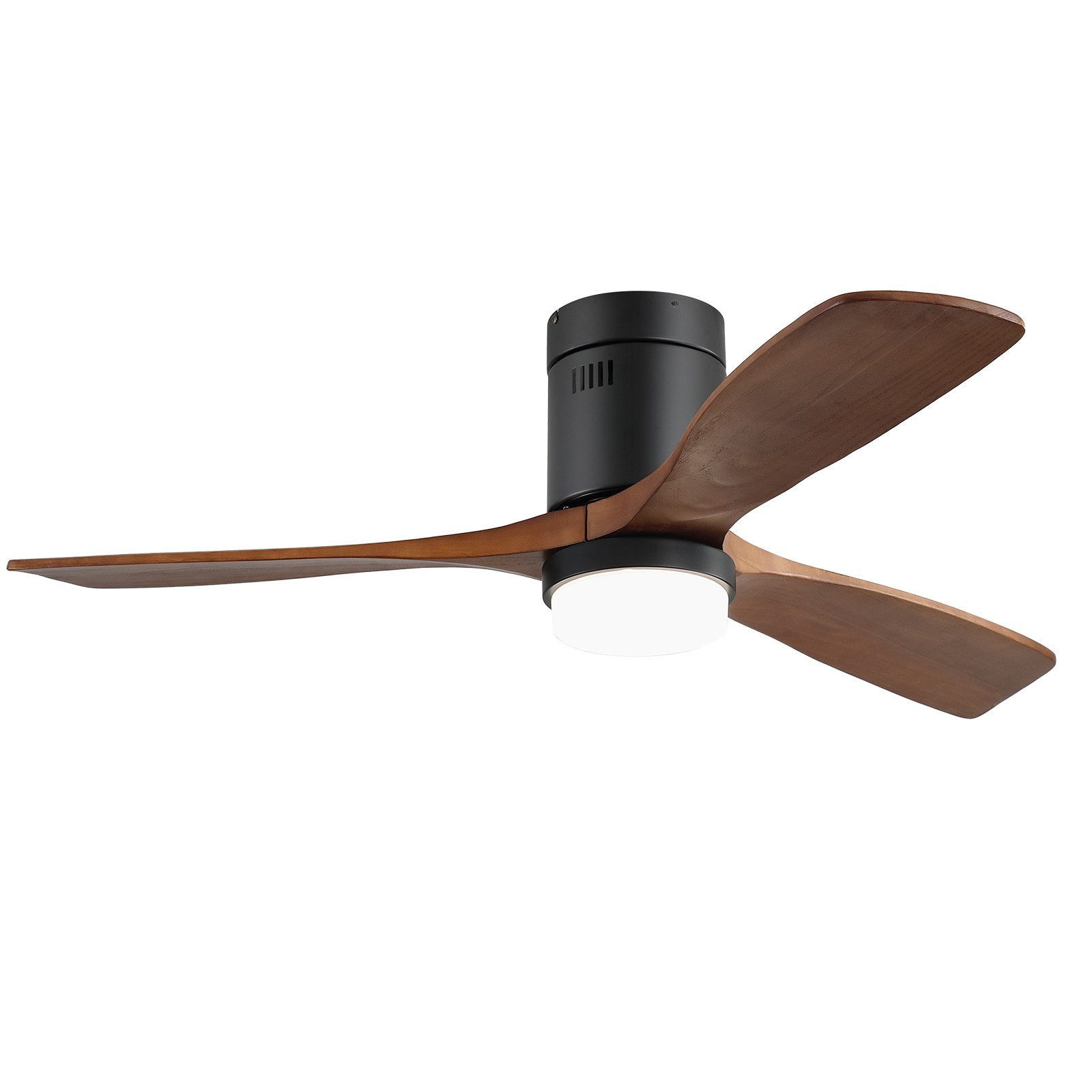 Sofucor Deckenventilator mit LED-Beleuchtung und Fernbedienung, 3 Holzlüfterblätter, DC, 132 cm, Timer, Sommer Winterbetrieb