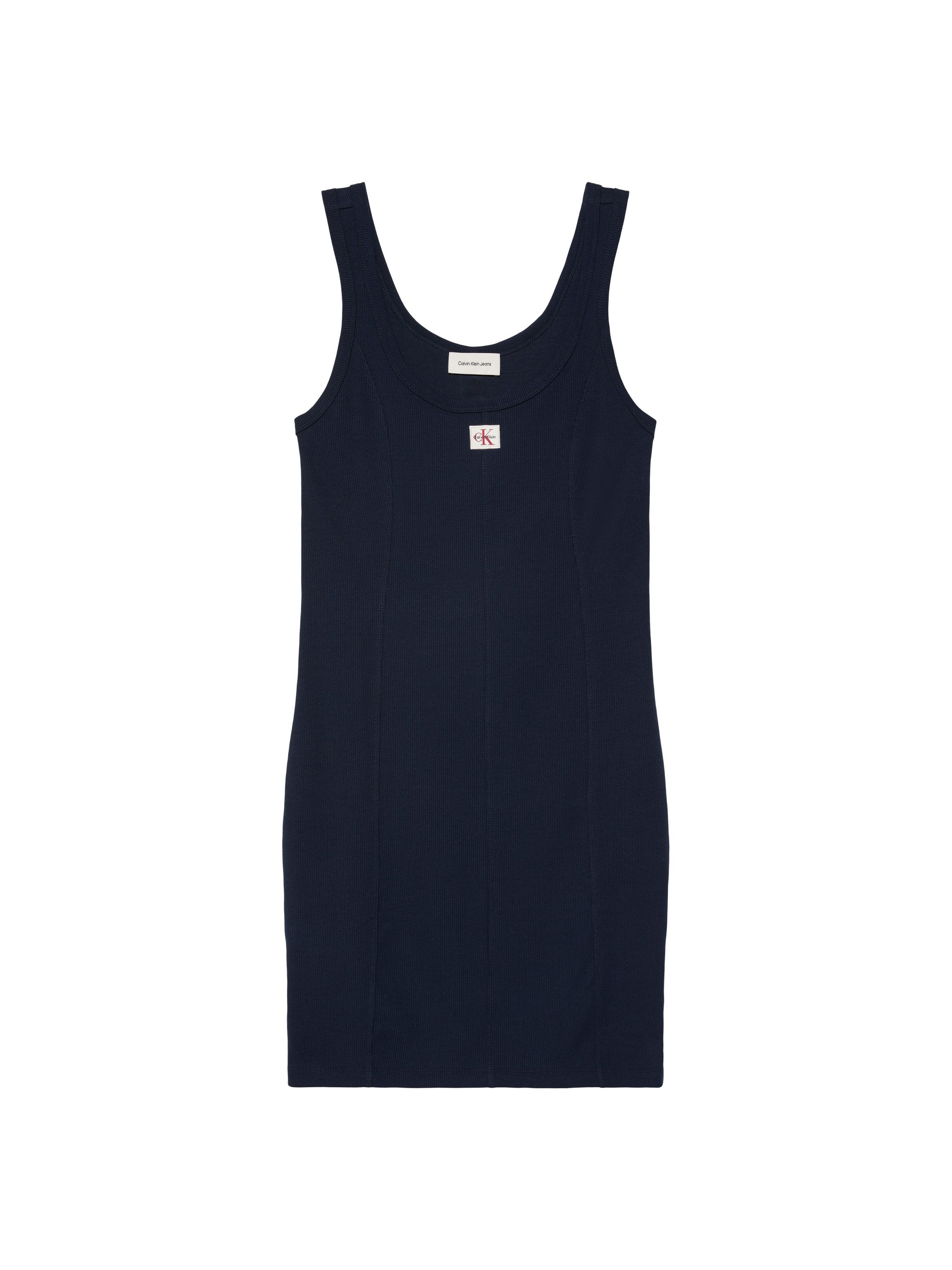 Calvin Klein Jeans Minikleid WOVEN LABEL BABY RIB MINI Figurbetonte Passform mit Rundhalsausschnitt – Bild 5 von 5
