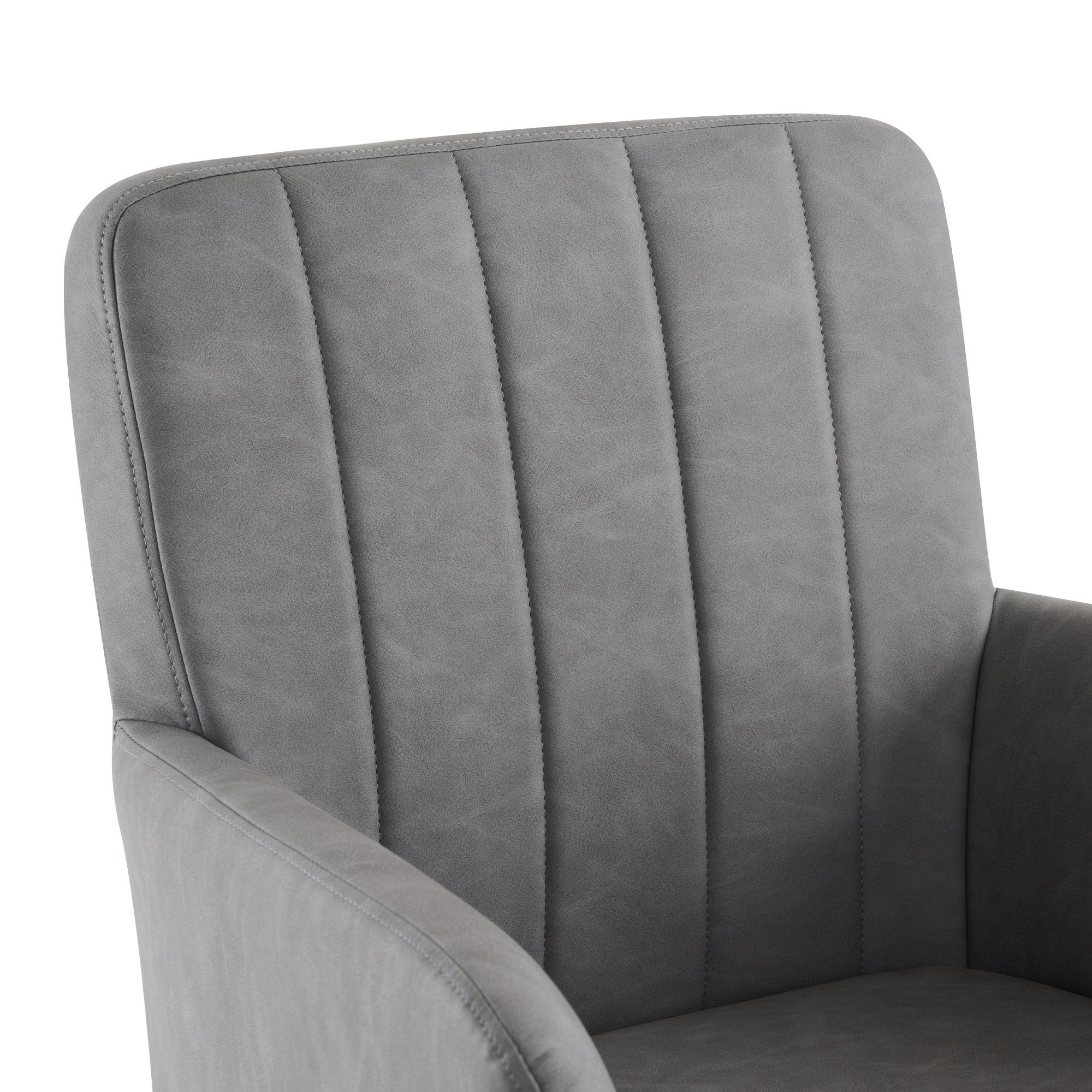 Sessel zickzackform gepolstert Odikalo Set schwarz/grau Esszimmerstuhl 2er Leder Metallbeine