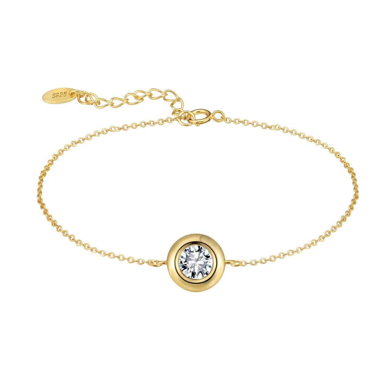 Suzan Gold Silberarmband Solivra – Zartes Armband aus 925 Silber mit brillantgeschliffenem