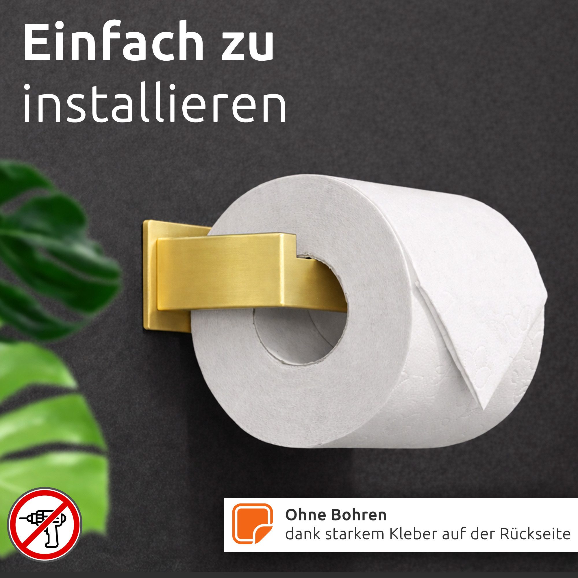 ECENCE Toilettenpapierhalter ohne Bohren selbstklebend Edelstahl 304 – Bild 5 von 5