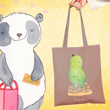 Mr. & Mrs. Panda Tragetasche Schildkröte Pause - Braun Pastell - Geschenk, Beuteltasche, Beutel, E (1-tlg), Cross Stitching Griffe