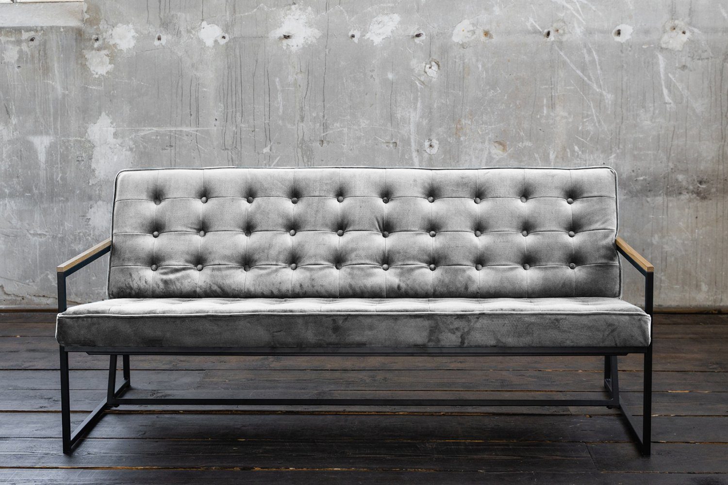 KAWOLA Sofa ARLY, grau versch. Polsterbank Farben Velvet