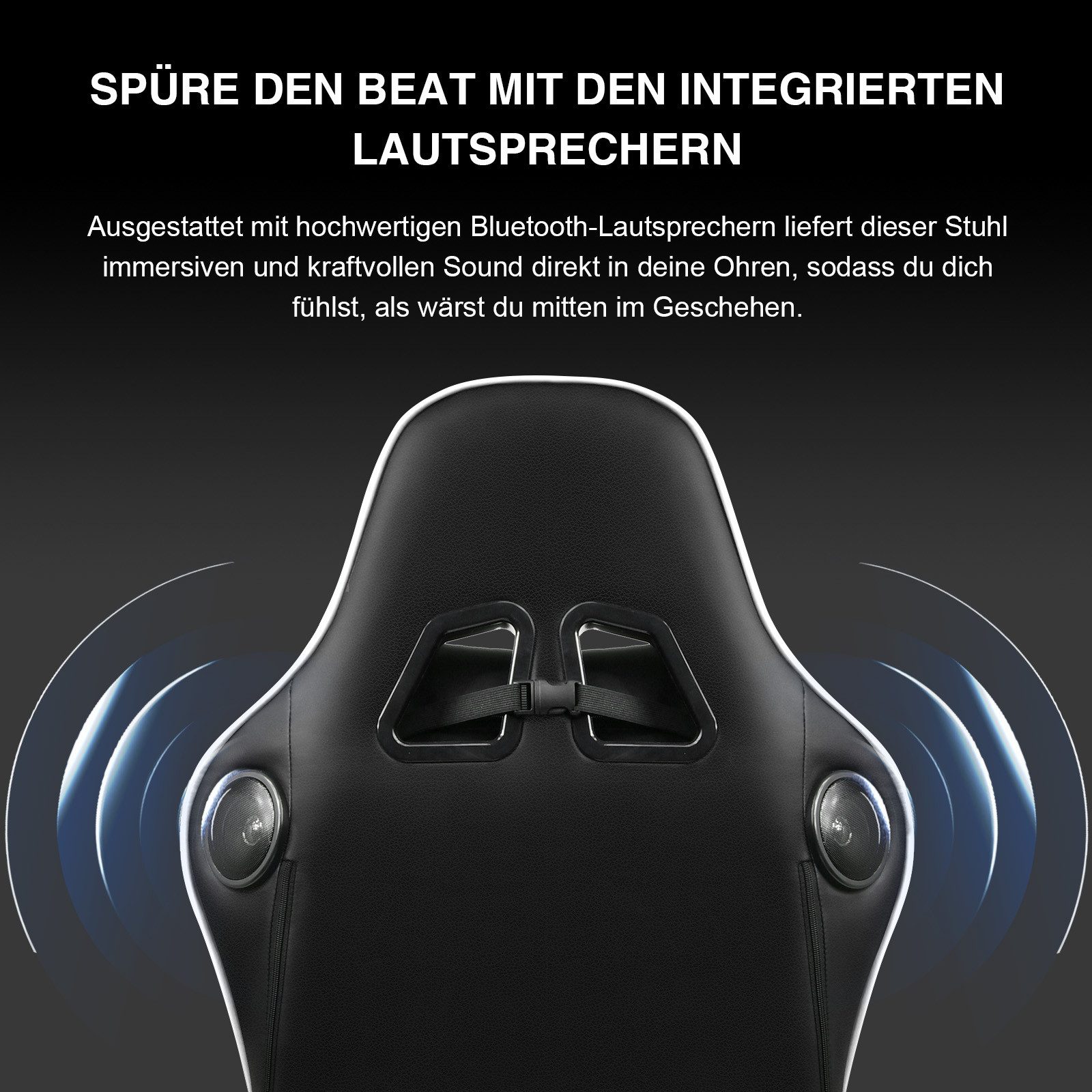 GTPLAYER Gaming-Stuhl Bürostuhl Gamer Stuhl mit Fußstützen Bluetooth Lautsprecher, Ergonomischer Musik Computerstuhl inkl. Lendenwirbel- und Nackenkissen