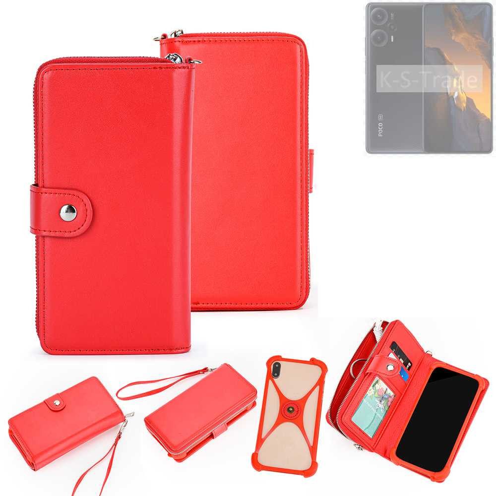 K-S-Trade Handyhülle für POCO F5, 2in1 Schutzhülle Portemonnee Handyhülle mit Bumper Hülle Case