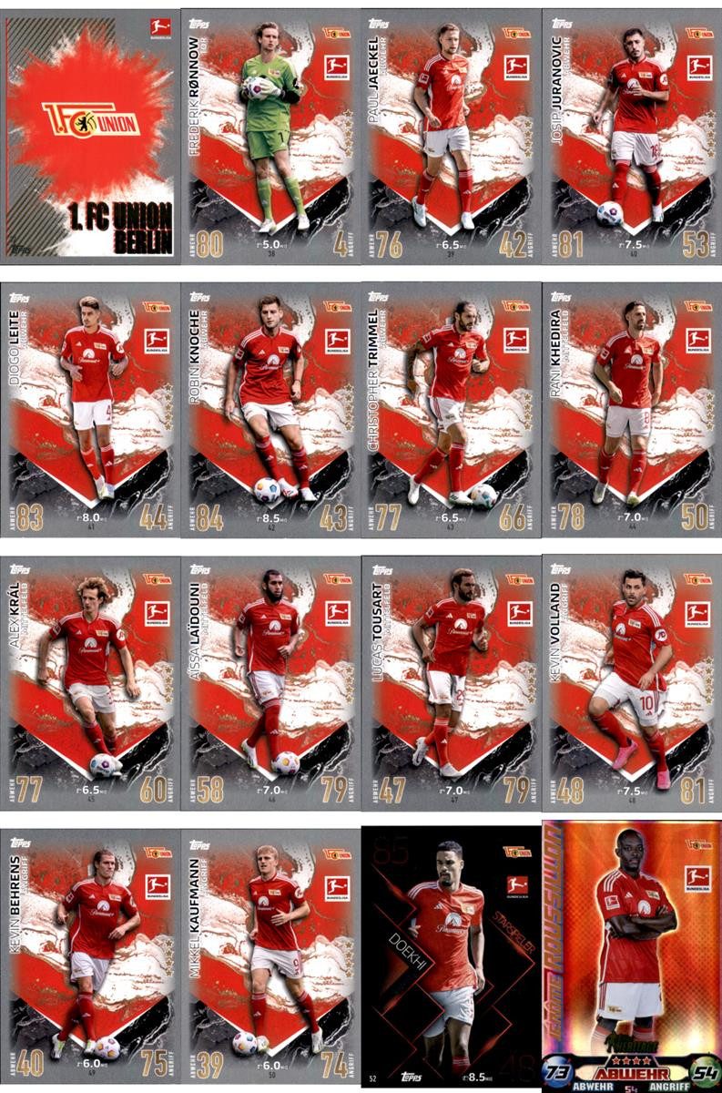 Topps Sammelkarte Match Attax Bundesliga - 23/24 - Mannschaftspaket - 1. FC Union Berlin