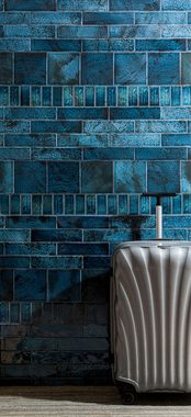 Mosani Mosaikfliesen Wand Fliese Vintage Keramik grün blau glänzend