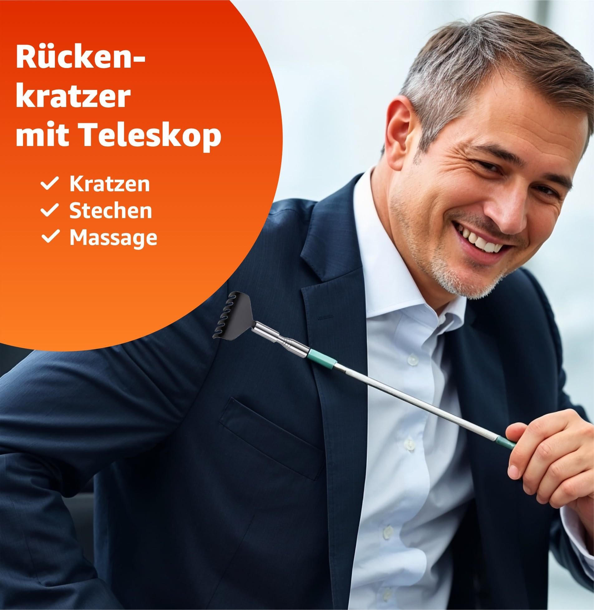 HaushaltO Massagebürste 3er Rückenkratzer Set - Stabil & ausziehbar mit breiter Kratzfläche, 3er Set, 3-tlg., ausziehbar