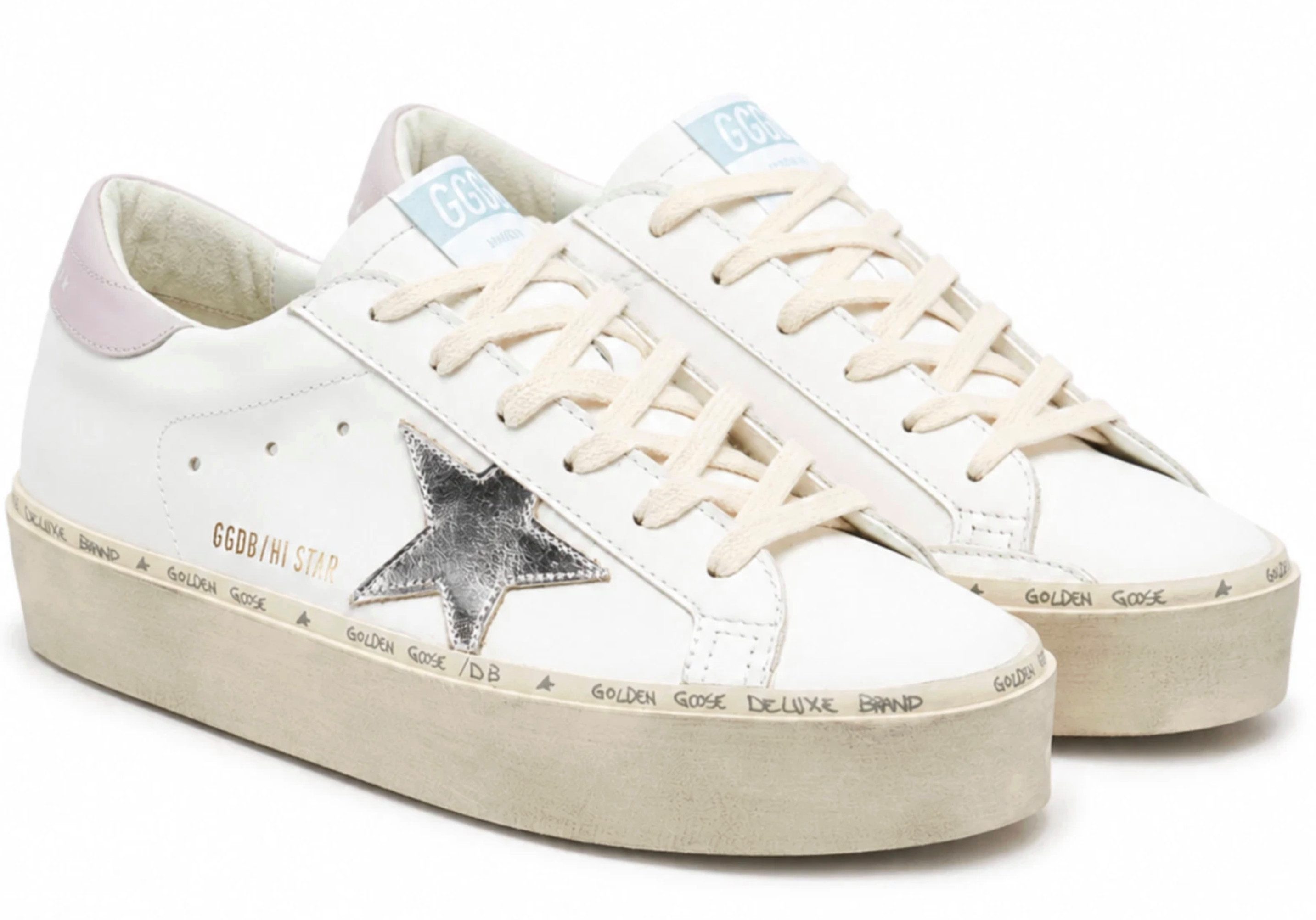 GOLDEN GOOSE Hi Star Classic Leder Plateau Schuhe Trainers Turnschuhe Sneaker (1-tlg) Bewusst gestalteter Vintage-Finish-Look