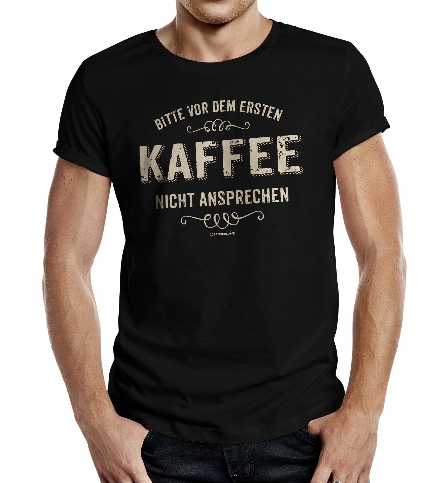 RAHMENLOS® T-Shirt für Morgenmuffel und Kaffeetrinker - vor 1. Kaffee nicht ansprechen