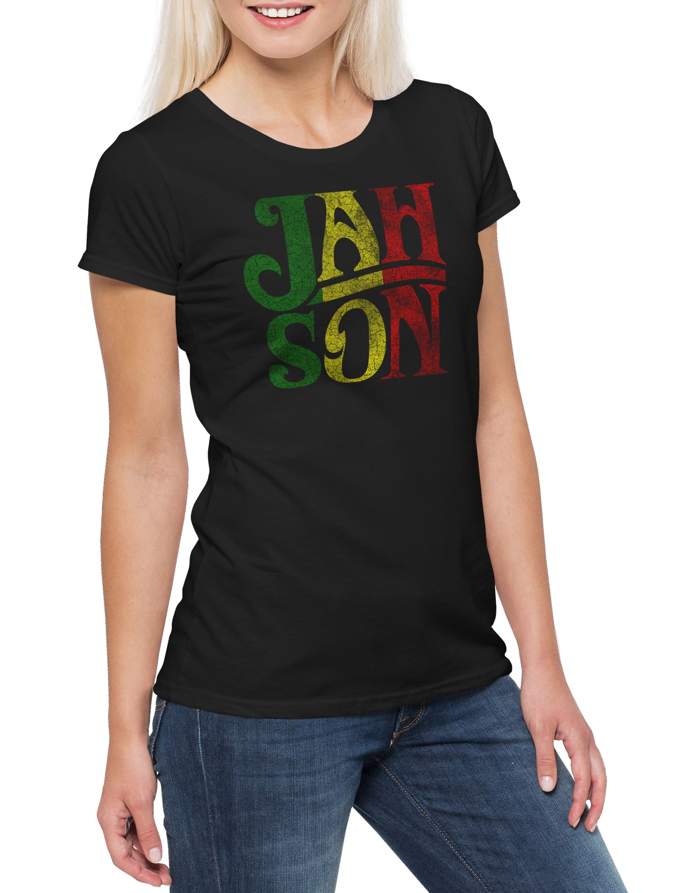 Print-Shirt Jah Son Damen T-Shirt Reggaefari Babylon Irie Jamaica
