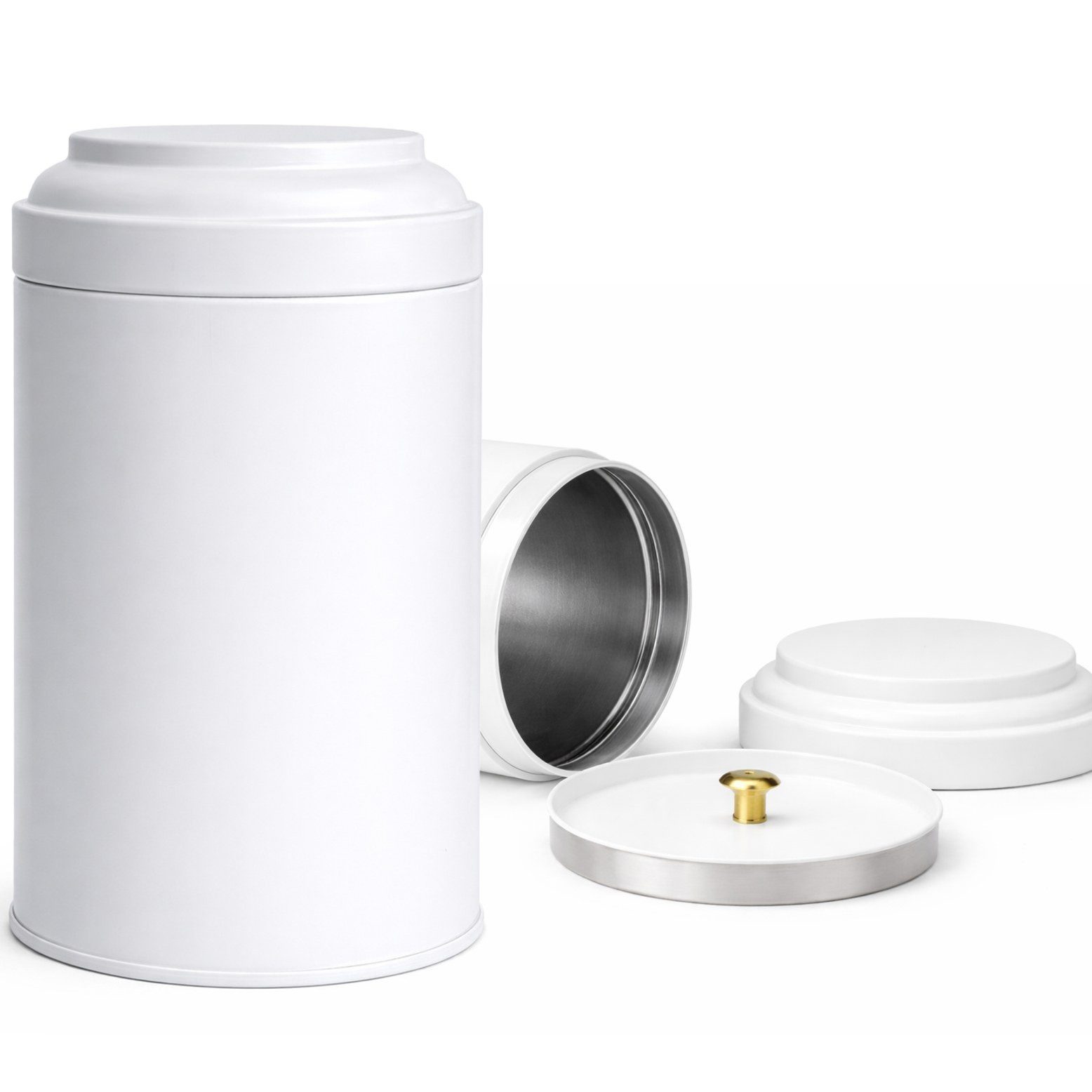 Goodwei Teedose Klassische Teedose aus Metall (250 ml) mit traditionellem Design, weiß, Weißblech, (3-tlg)