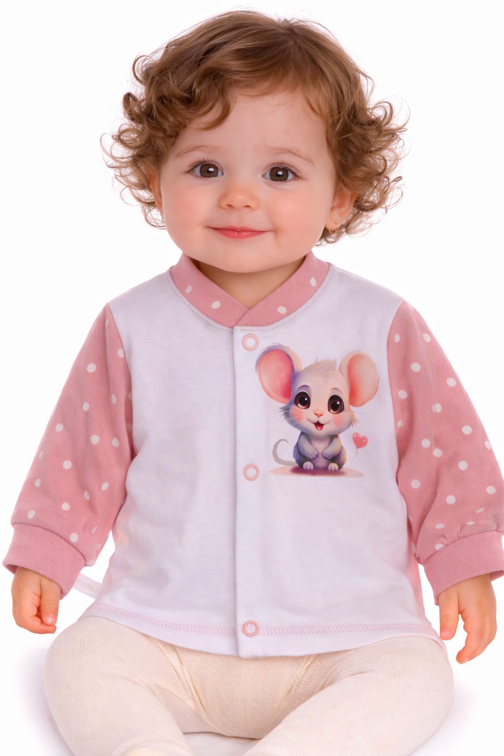 Langarmshirt Baby Hemdchen T-Shirt Erstlingsshirt mit Mäuschen