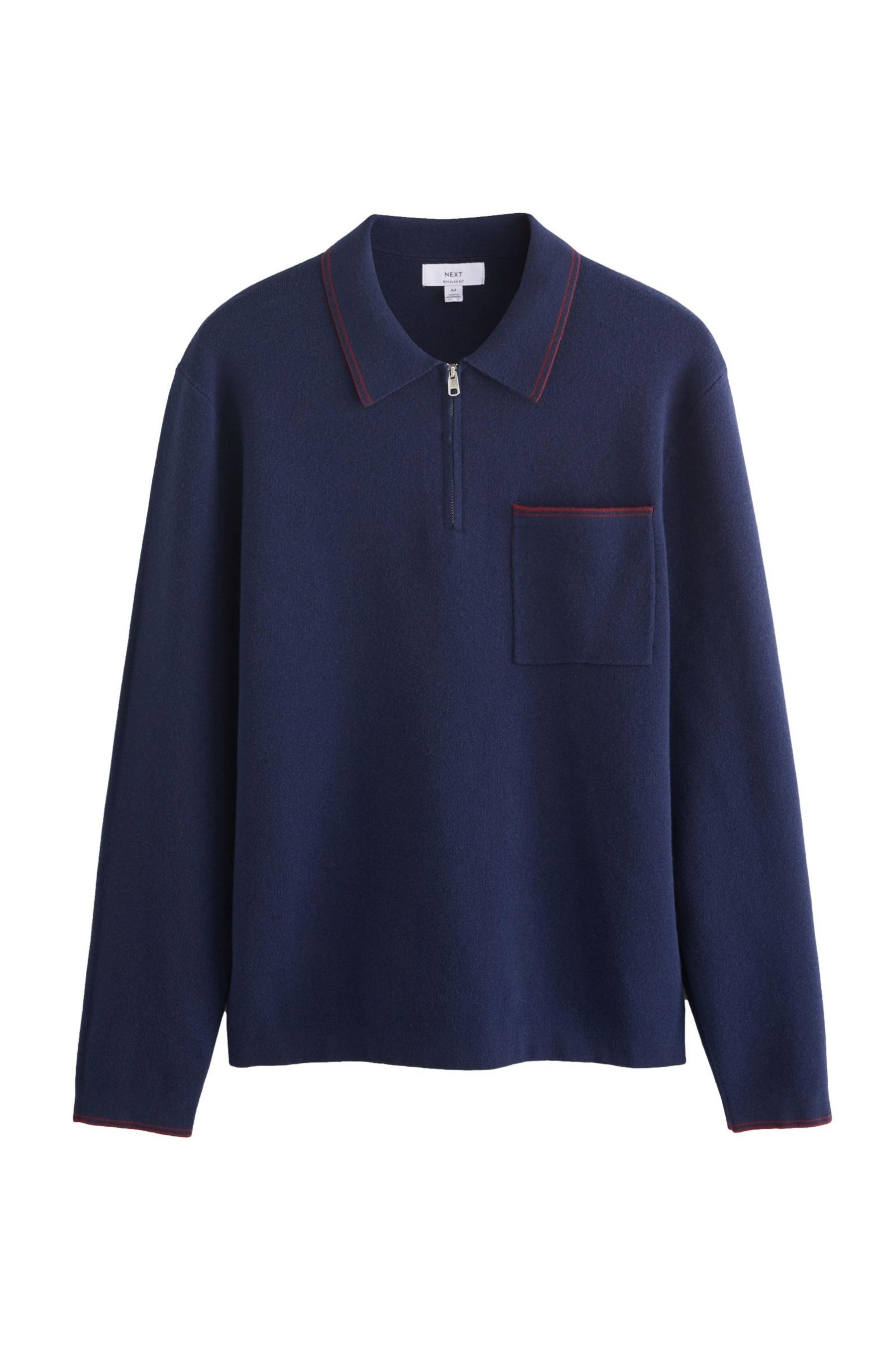 Langarm-Poloshirt Langärmliges Strickpolohemd mit Reißverschluss