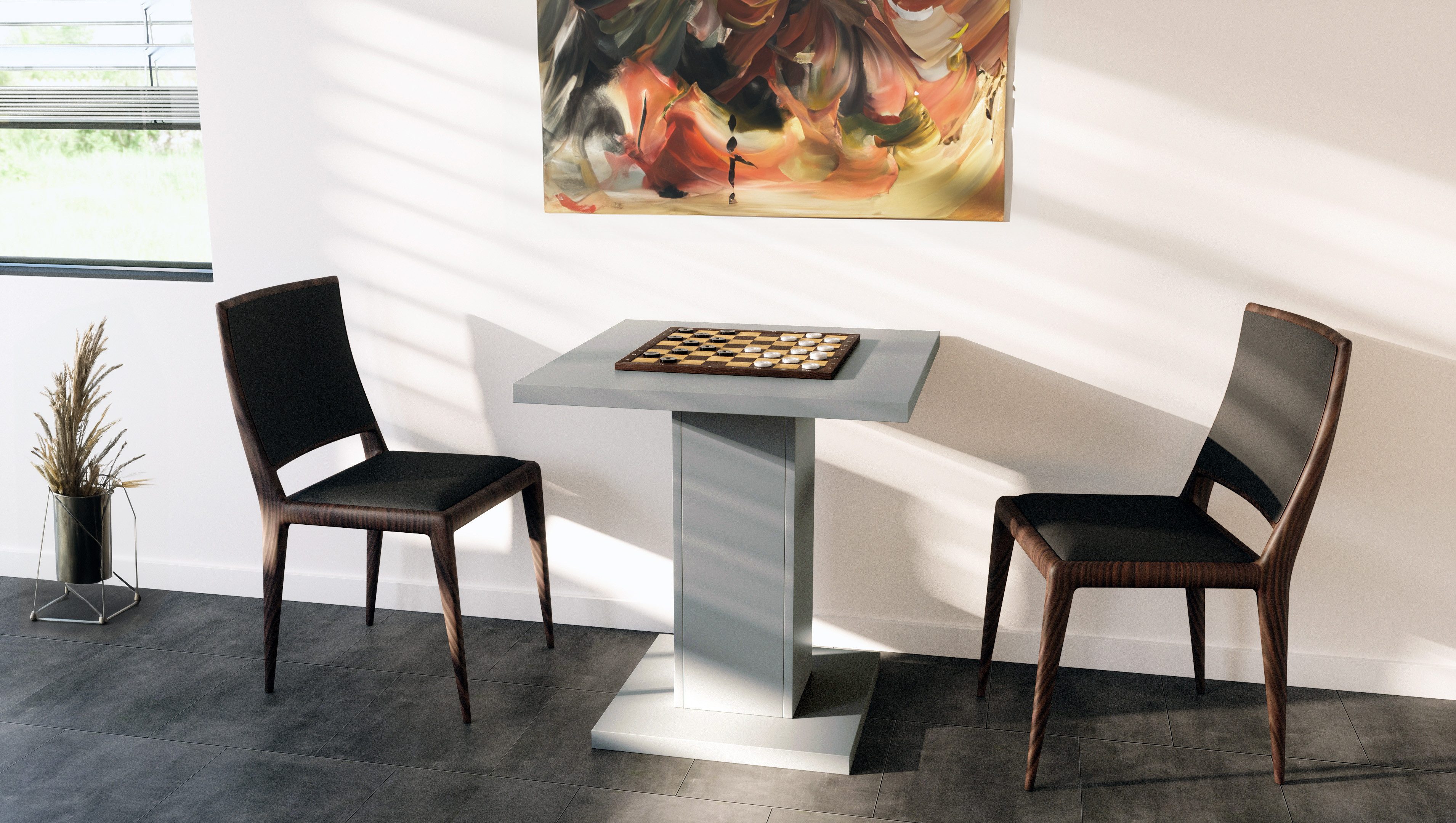 Vladon Esstisch Adam (Bistrotisch mit zentralen Säulenfuß), 70 x 70 cm, Gra günstig online kaufen