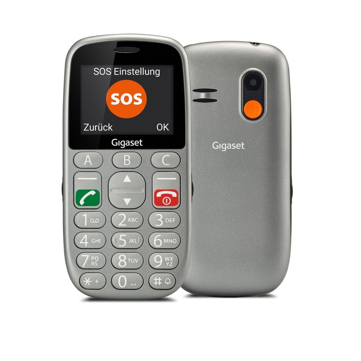 Gigaset GL 390 Handy + Universaltasche grau Seniorenhandy (5,59 cm/2.2 Zoll, 32 GB Speicherplatz, Freisprechen, SOS-Taste, Hörgerätekompatibel)
