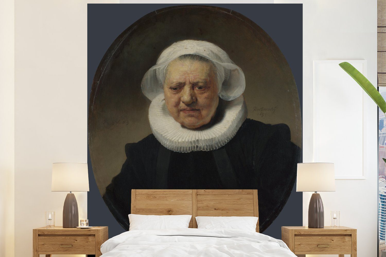 MuchoWow Fototapete Porträt von Aechje Claesdr - Rembrandt van Rijn, Matt, bedruckt, (3 St), Vliestapete für Wohnzimmer Schlafzimmer Küche, Fototapete