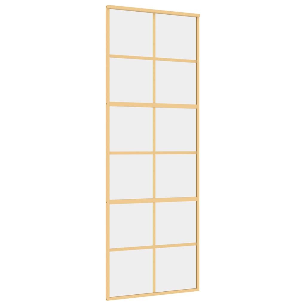 vidaXL Haustür Schiebetür Golden 76x205 cm ESG-Klarglas und Aluminium (1-St)