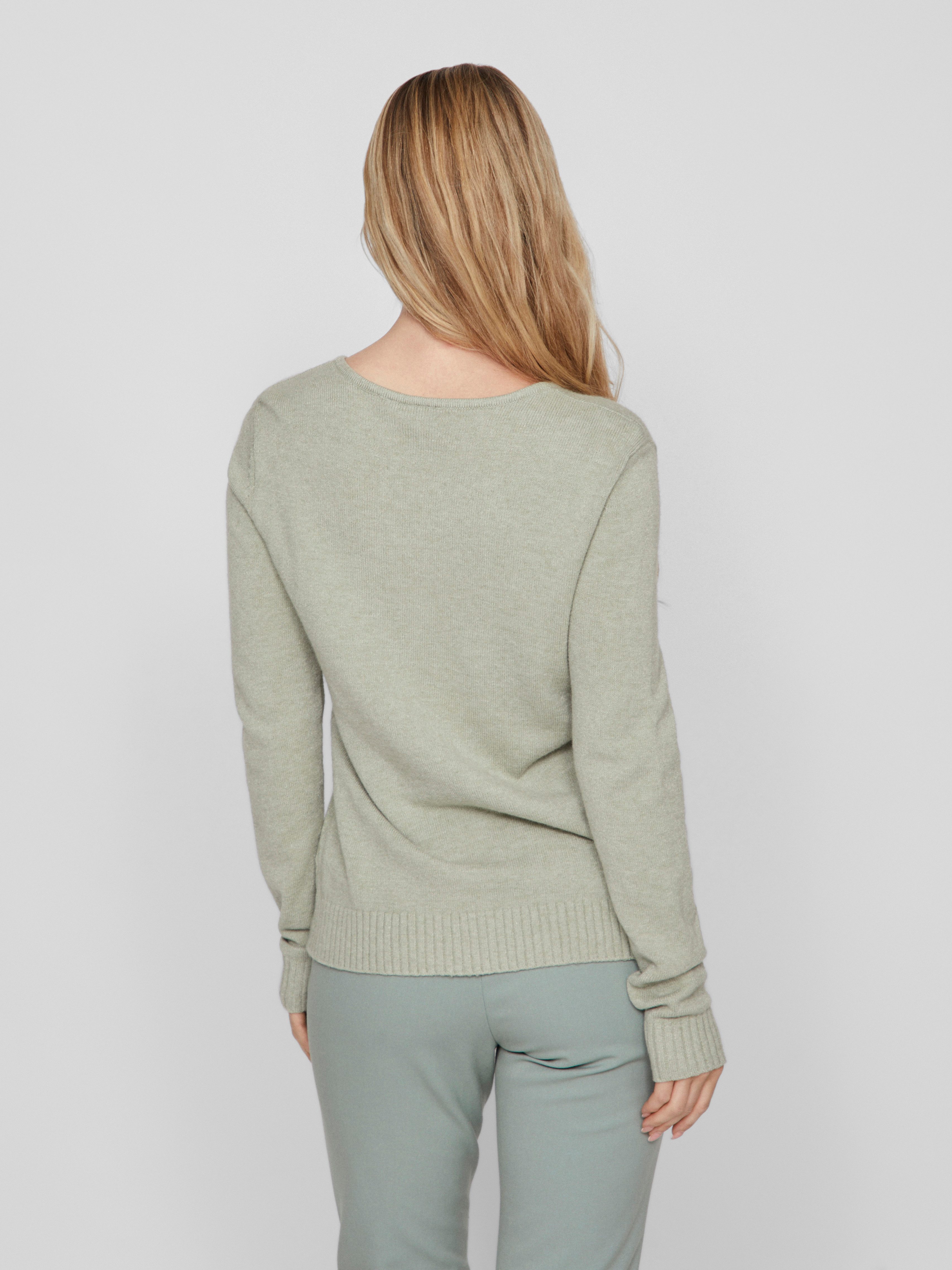 Vila V-Ausschnitt-Pullover VIRIL V-NECK L/S KNIT TOP - NOOS Materialmix, regular fit