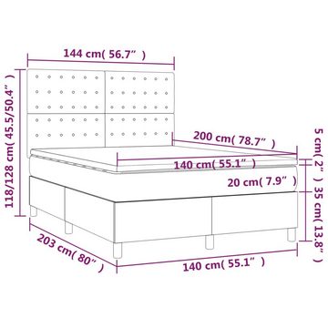 vidaXL Bettgestell Boxspringbett mit Matratze Taupe 140x200 cm Stoff Bett Bettgestell