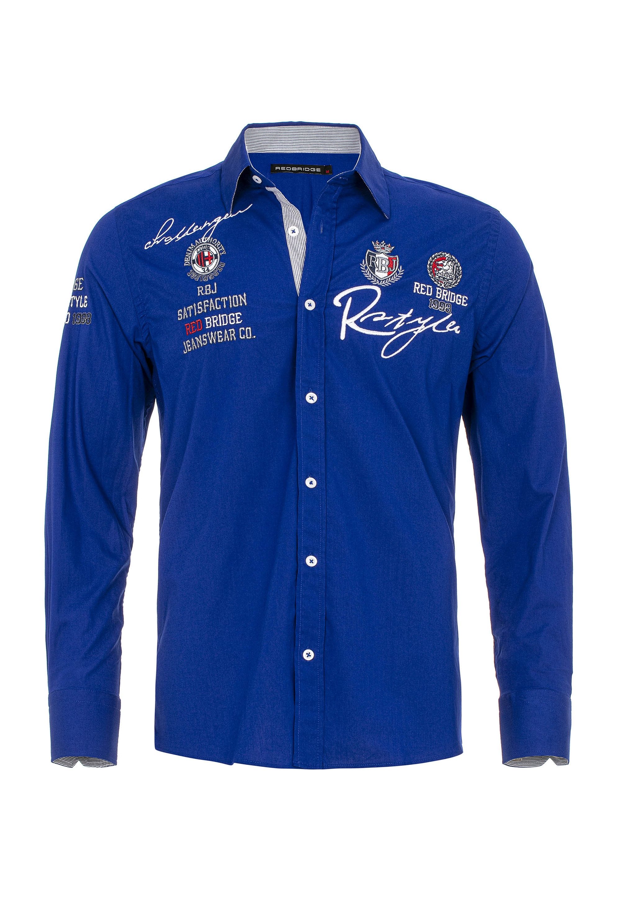 RedBridge Langarmhemd Jersey City im Slim Fit-Schnitt mit Stickerei