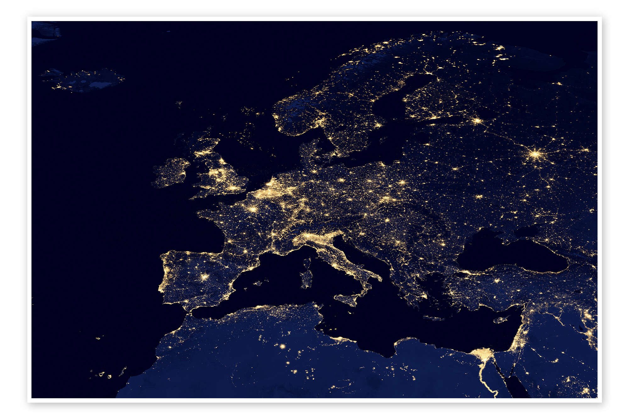 Posterlounge Wandbild Europa bei Nacht, NASA, erhältlich als Poster, Leinwa günstig online kaufen