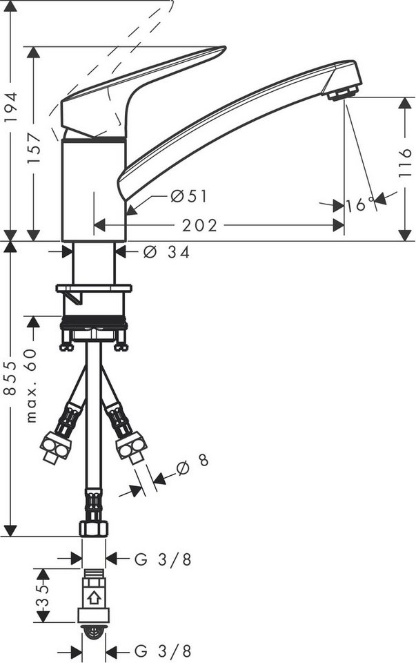 Thumbnail - hansgrohe Küchenarmatur Logis M31 Armatur Wasserhahn 120, Warmwasserbereiter Chrom